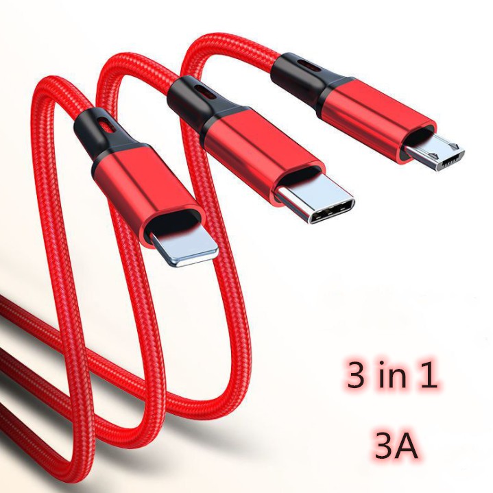 Dây Cáp Sạc Type-C Đa Năng 3 Trong 1 1.2M Cho Điện Thoại Android