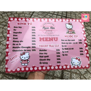 Combo 5 menu nhựa (Giá đã bao gồm phí thiết kế)