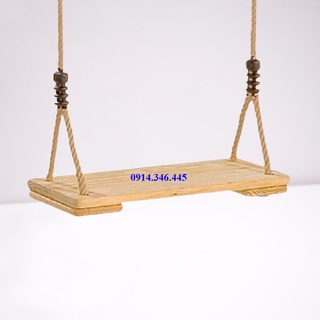 Xích đu cho bé, Gỗ tự nhiên nguyên khối dây thừng mỗi bên dài 3m