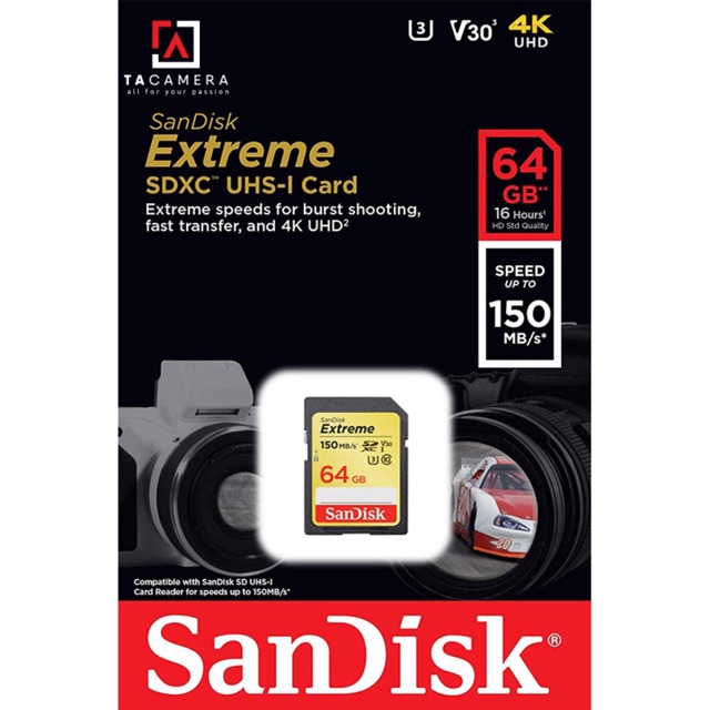 [Mã SKAMA07 giảm 8% đơn 250k]Thẻ Nhớ SDXC Extreme U3 V30 1000x 64GB 150MB/s