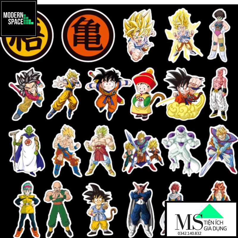 Sticker PVC Songoku Dragon Ball ST-010 - Cả bộ 100 Hình dán Chống nước 7 Viên ngọc rồng