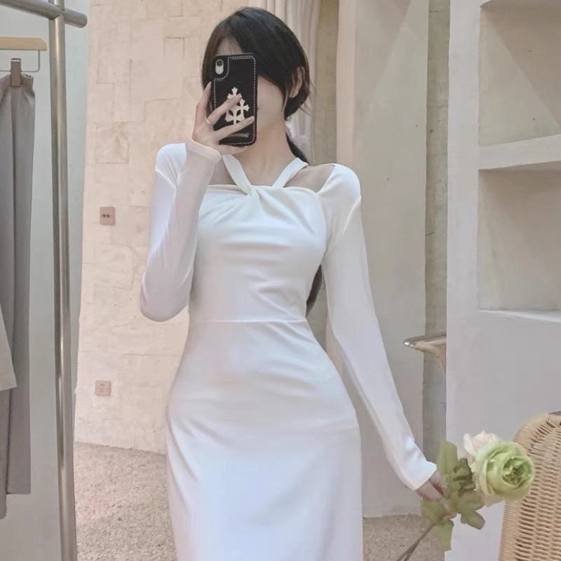 Váy body thiết kế kiêu Pháp cho mùa thu -hàng chuẩn không phai hàng xưởng may lại