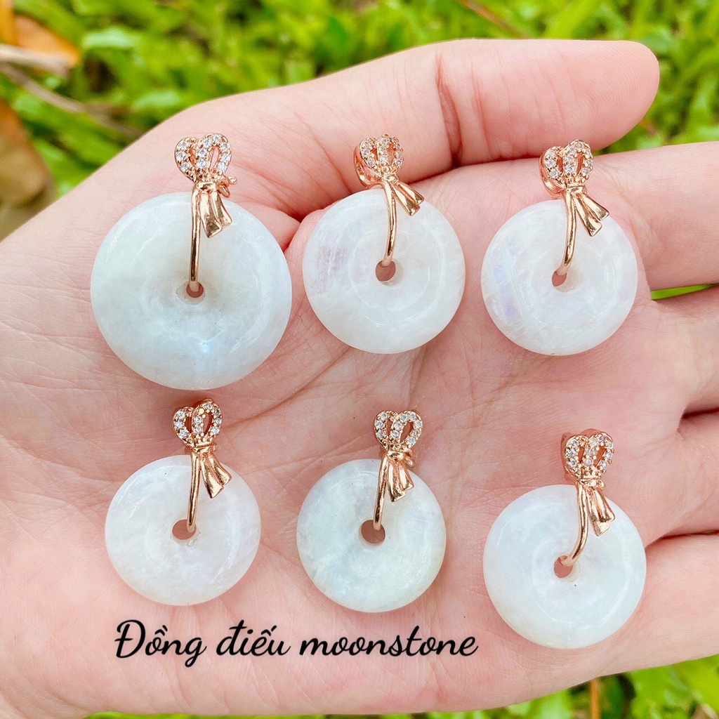 Mặt cam thach đồng điếu trắng moonstone