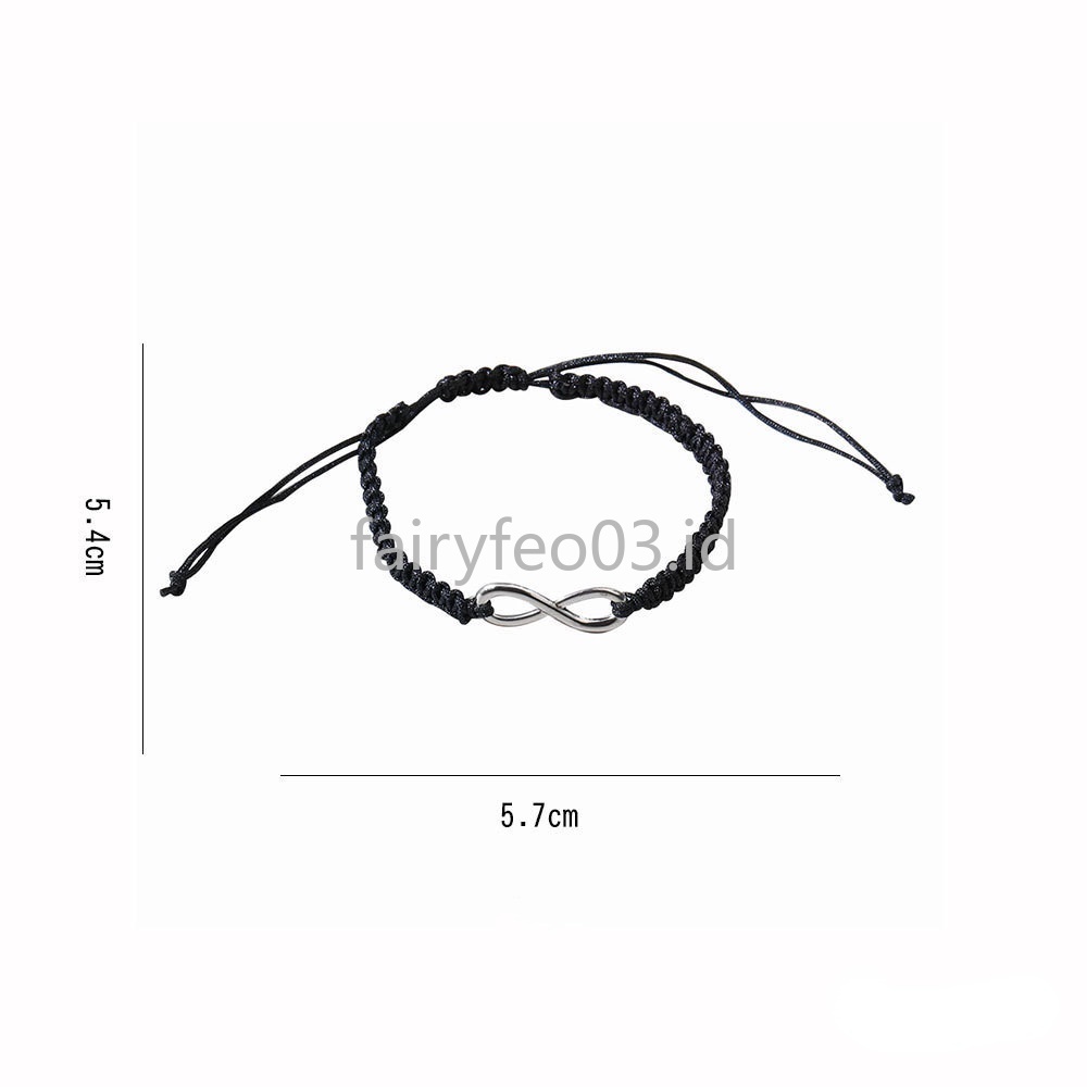 Vòng tay bện dây mặt kim loại khắc số 8 cho cặp đôi