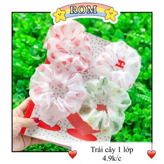 Buộc tóc SCRUNCHIES trái cây vải voal phồng cực đẹp