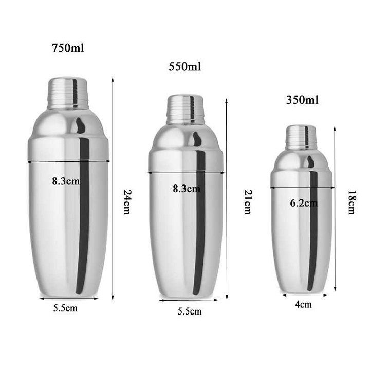 Bình lắc pha chế inox cocktail shaker dụng cụ pha trà sữa, shochu, quầy bar