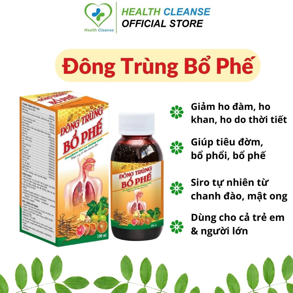 Đông Trùng Bổ Phế 100ml giúp bổ phổi, bổ phế, giảm ho, sử dụng cho cả trẻ em và người lớn