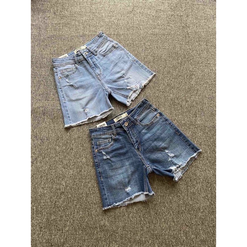 QUẦN SHORT JEANS NỮ TUA LAI RÁCH NHẸ HAI MÀU B-T