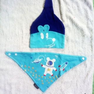 set mũ cotton kèm yếm gấu họ