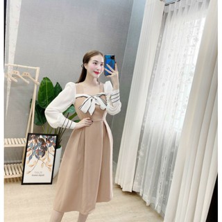 Váy xòe công cở cổ nơ