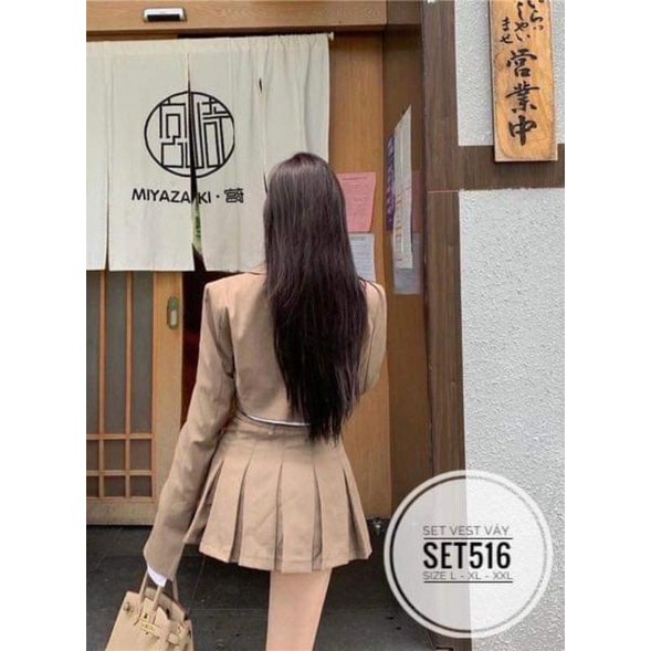 SET VEST ÁO CROPTOP VỚI VÁY 3 MÓN BIGSIZE