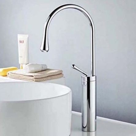Chậu rửa mặt lavabo LA45 chậu kiểu thuyền men nano chống ố và vòi rửa mặt nóng lạnh sơn tĩnh điện đen và vòi inox bạc