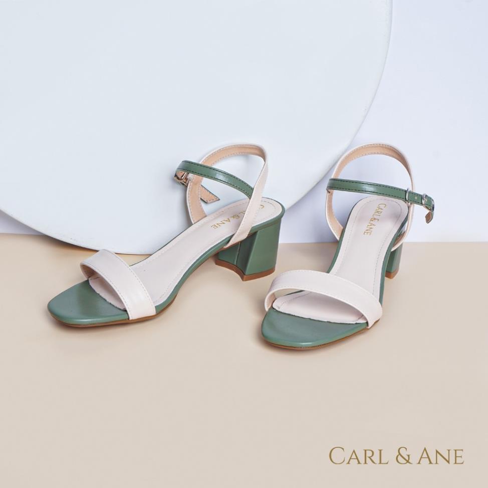 Carl & Ane - Giày sandal nữ phối dây cao 5cm màu kem phối xanh rêu_ CS004 .