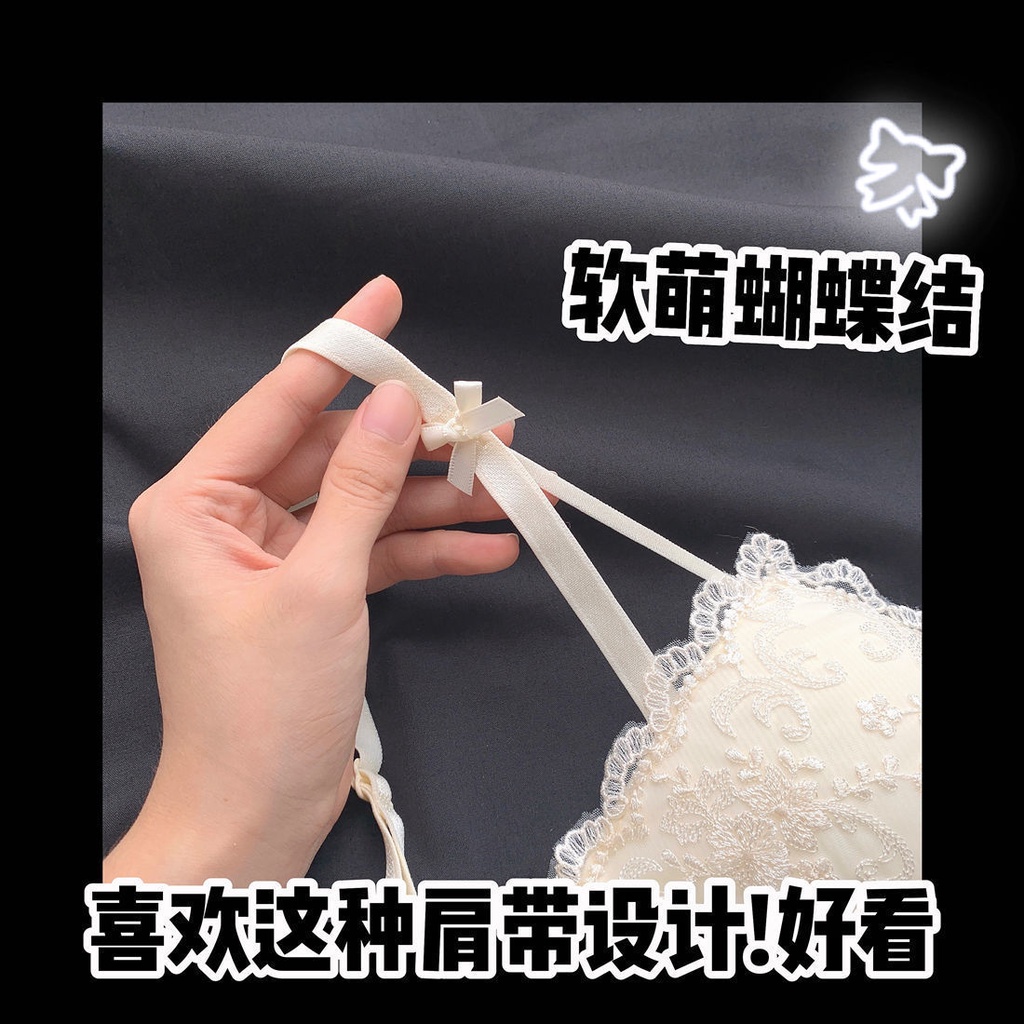 Set Đồ Lót Ren Không Gọng Thép Dày Dặn Quyến Rũ Chống Chảy Xệ Cho Nữ