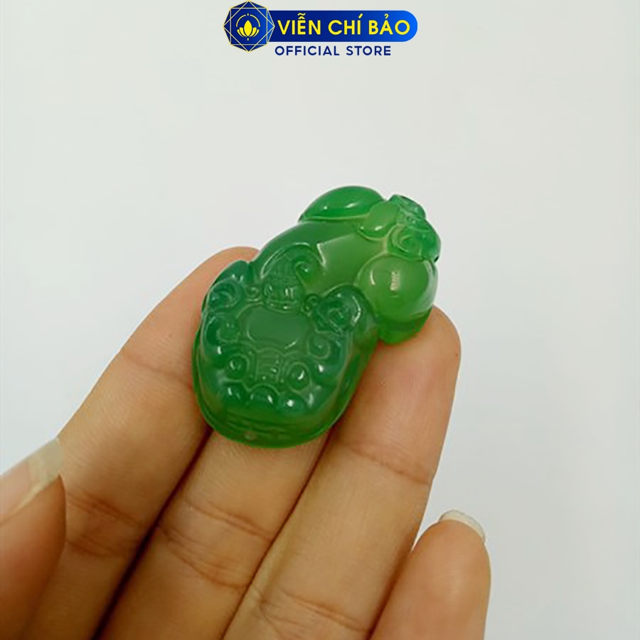 Mặt dây chuyền T.ỳ H.ưu xanh lá đá phong thủy chất liệu đá tự nhiên thời trang phụ kiện trang sức Viễn Chí Bảo M200129