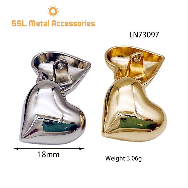 Nút kim loại chân trái tim cao cấp thời trang mới thích hợp cho áo vest nữ, áo sơ mi, váy, quần tây LN73097