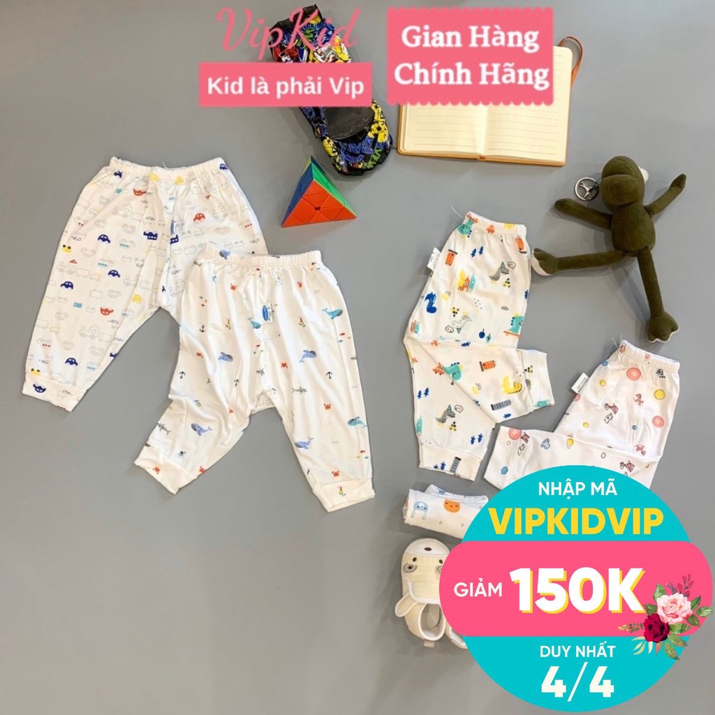 Quần chục sơ sinh trắng họa tiết cho bé trai, bé gái chất Pettit thun lạnh co giãn tốt - Vipkid