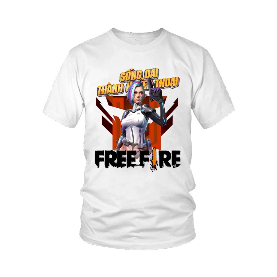 Áo thun game Free Fire full nhân vật dành cho cả nam và nữ - Trắng