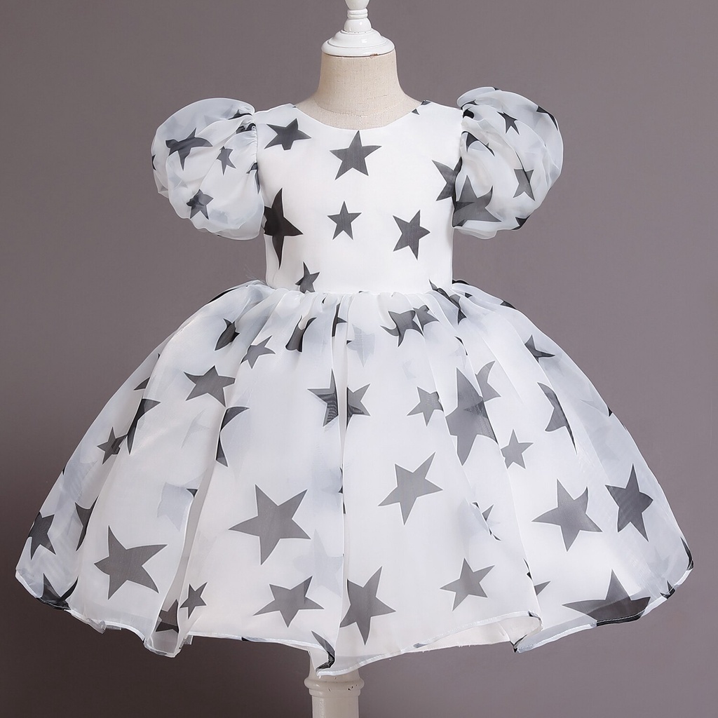 Đầm công chúa NNJXD tay phồng họa tiết hoa cho bé gái mặc khi đi đám cưới/tiệc sinh nhật