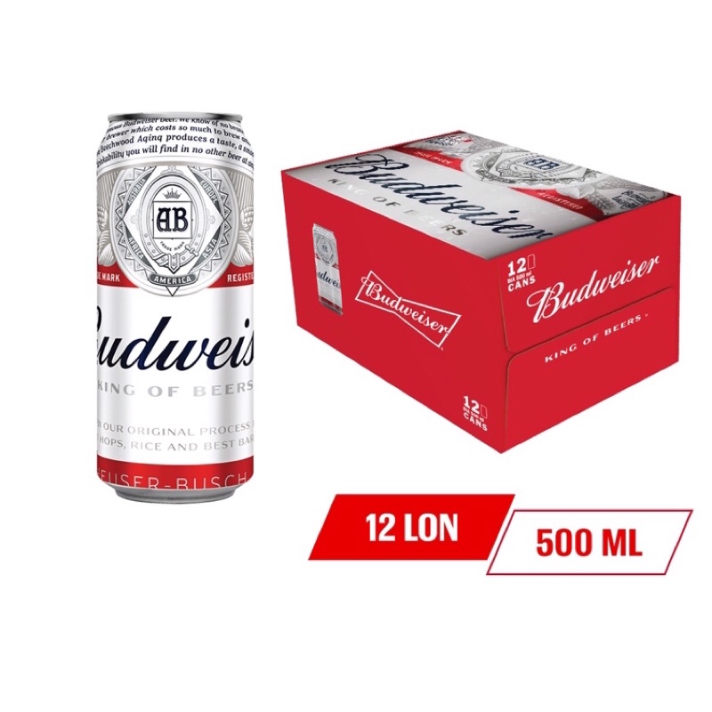 Thùng 12 lon Bia Budweiser 500ml/lon