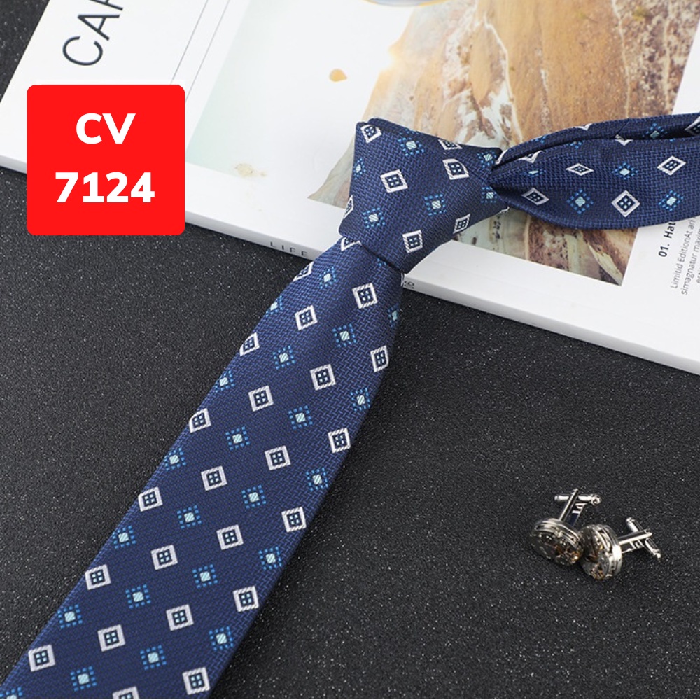 Cravat Nam cỡ trung 7cm cao cấp nhiều mẫu lựa chọn, cà vạt chú rể, Cavat dự tiệc, Calavat công sở CV-7124