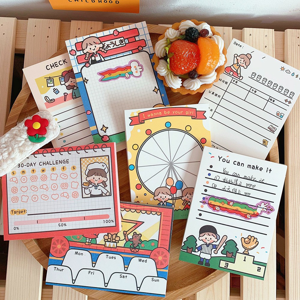 Sổ Tay Note Pad Xé Ghi Chú Nhắc Việc - Bộ Couple Đầy Màu Sắc Dễ Thương