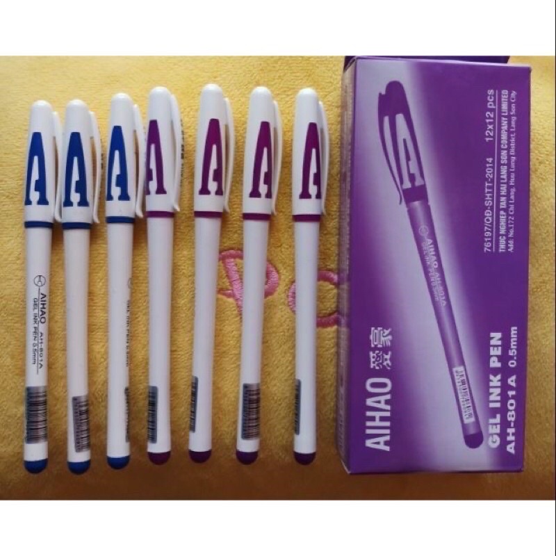 Hộp 12 cây bút gel chữ A Aihao nét đều đẹp viết êm