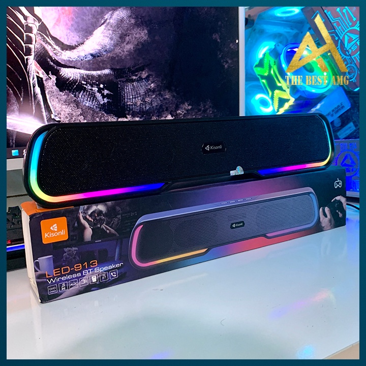 Loa Thanh Soundbar Bluetooth Led RGB Kisonli 913 - Loa Máy Tính Để Bàn Không Dây Âm Bass Siêu Trầm Cực Hay