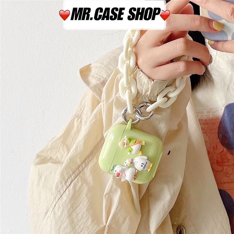 Case Airpods 1/2 /3/Pro Vỏ Ốp Tai Nghe Nhựa Dẻo Hình Silica Gel Xanh Lá - Mr.Case AirPods