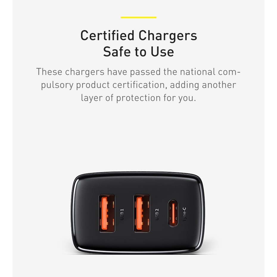 Củ sạc nhanh 30w Baseus 3 cổng usb type c và usb type a - cốc sạc cao cấp- HSHOP