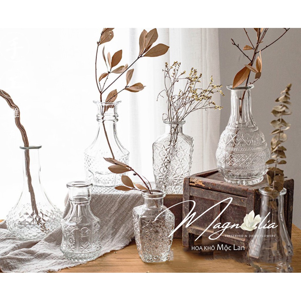 Lọ thủy tinh cắm hoa khô ❤️FREESHIP❤️ Bình hoa thuỷ tinh cung điện phong cách Bắc Âu