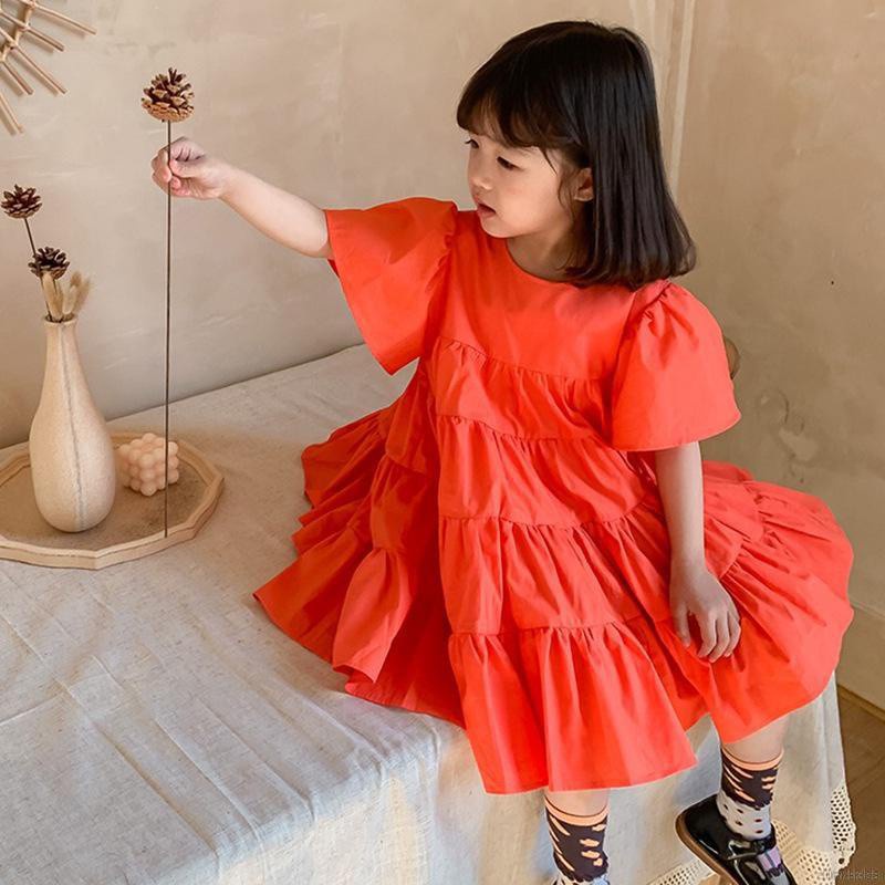 Đầm công chúa tay phồng màu sắc xinh xắn dành cho bé 3-8 tuổi