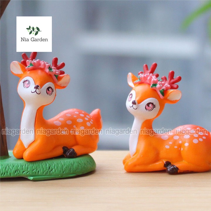 Mô hình nai hươu Bambi trang trí tiểu cảnh mini vườn terrarium chậu cây để bàn Nia Garden N5