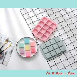 HCM - Khuôn silicon vuông 12 ô đổ thạch rau câu pudding, xà bông handmade mini