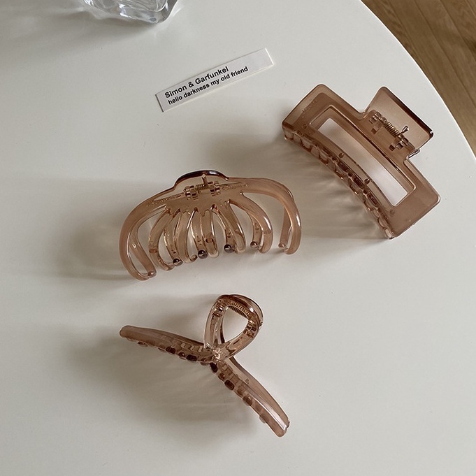 Kẹp Tóc Cỡ Lớn Màu Nâu Phong Cách Retro Pháp