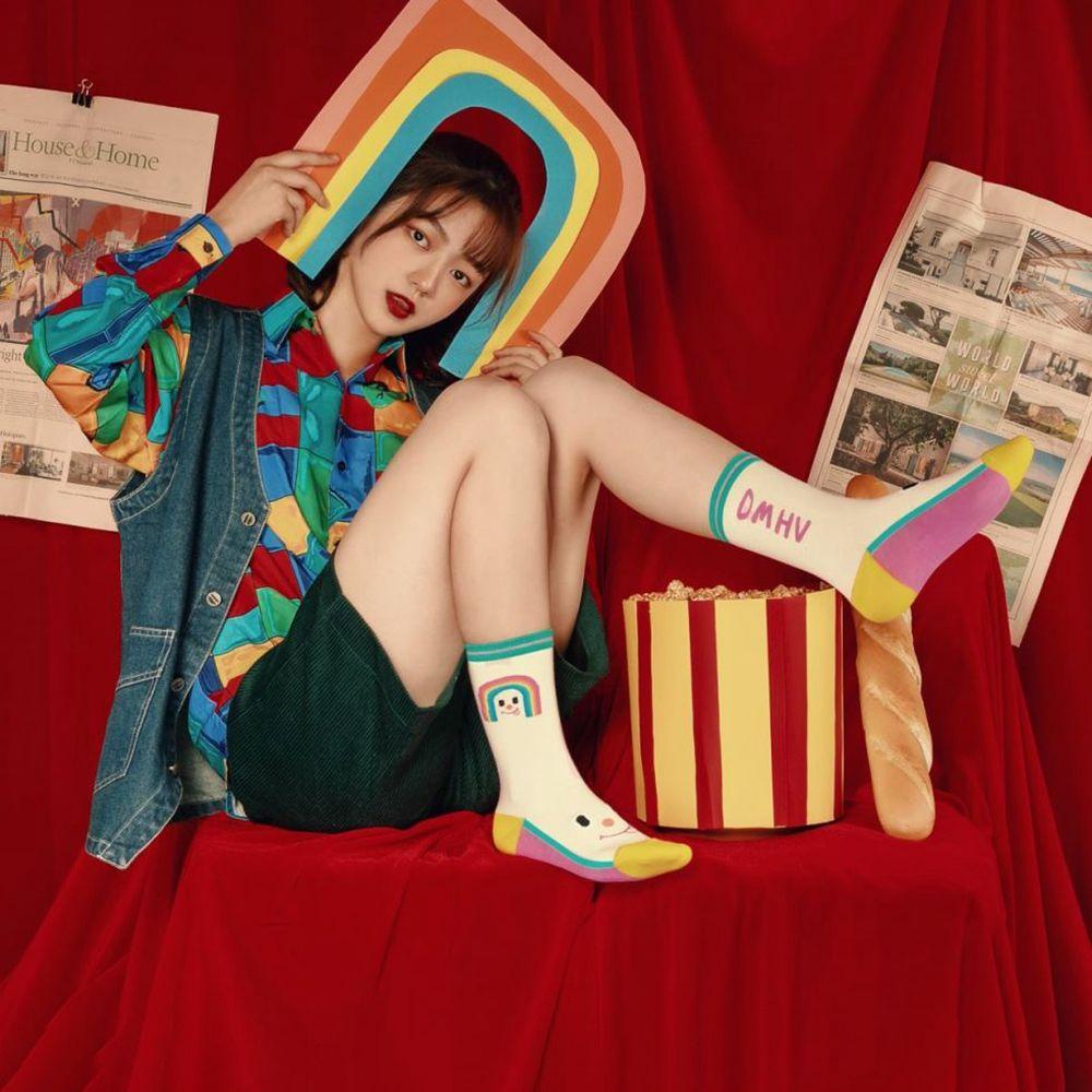 Vớ Cotton Mềm Cổ Cao Vừa Họa Tiết Hình Học Kẻ Sọc Phong Cách Phương Tây Cho Nam VANES1