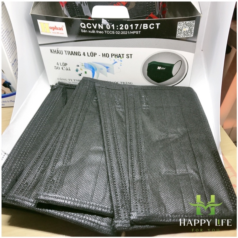 Khẩu trang y tế 4 lớp kháng khuẩn, hộp khẩu trang y tế người lớn &amp; trẻ em (50 cái / hộp) - Happy Life 4U