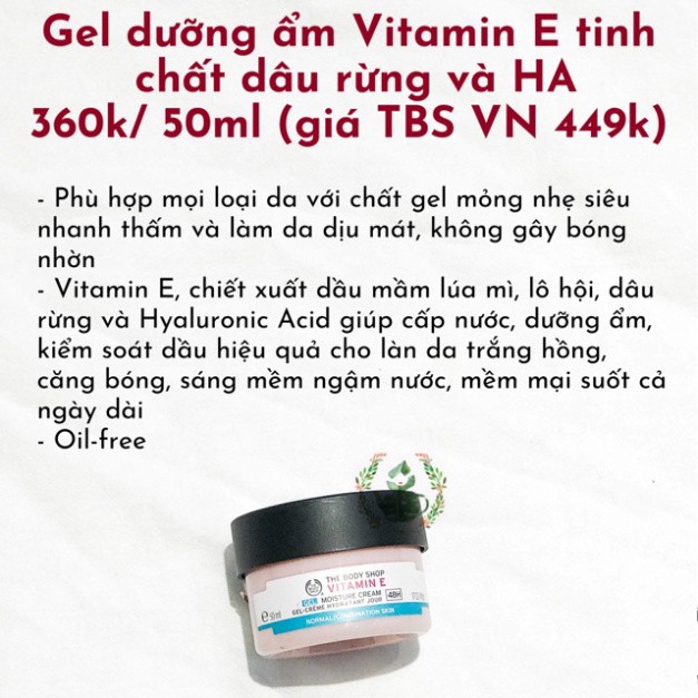 Toner và Kem dưỡng Vitamin E Lúa Mạch The Body Shop siêu cấp ẩm và làm sáng da