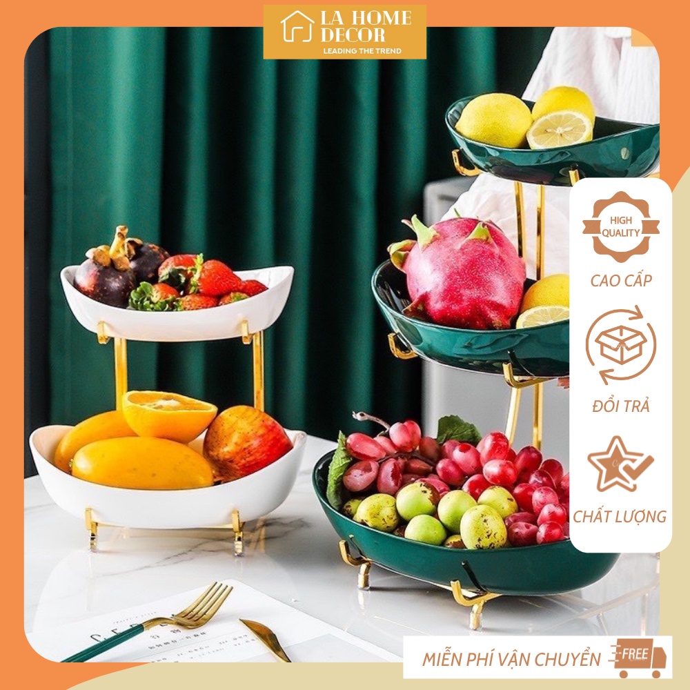 Khay đựng bánh kẹo Tết sang trọng, cao cấp loại 2 tầng hoặc 3 tầng KH001 La Home Decor