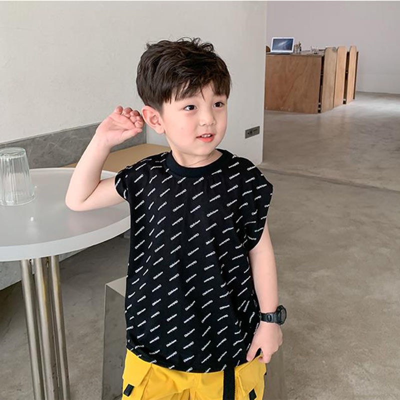 Bộ Áo Thun Không Tay + Quần Short Dáng Rộng Thoải Mái Dễ Phối Đồ Thời Trang Mùa Hè Cho Bé Trai