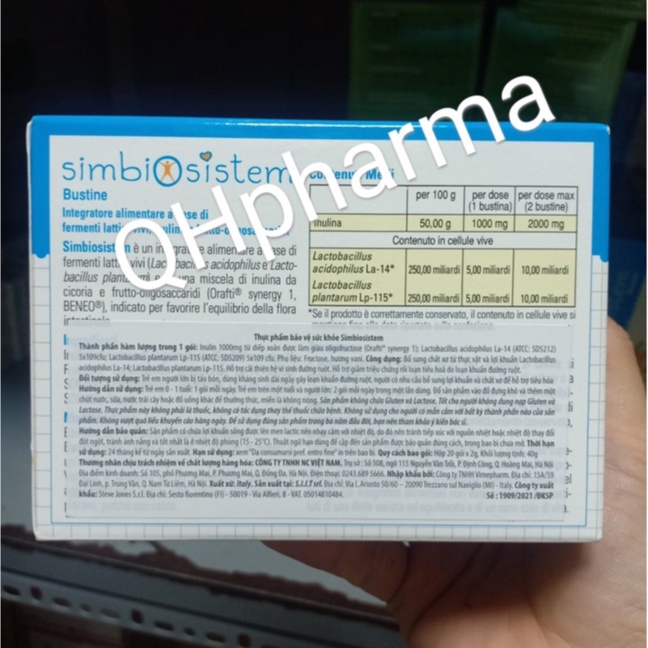 Men vi sinh SIMBIOSISTEM hộp 20 gói giúp bé giảm táo bón,tiêu hóa tốt