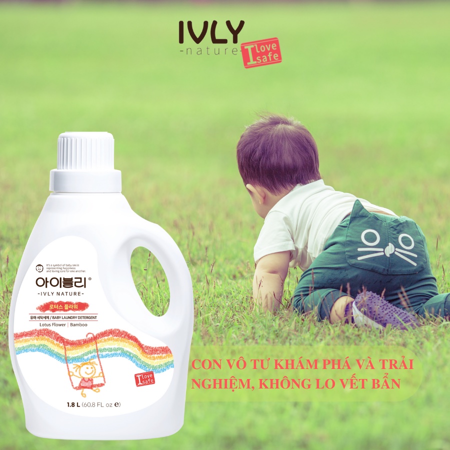 Nước giặt quần áo trẻ sơ sinh Hàn Quốc IVLY NATURE hương hoa sen an toàn cho làn da dung tích 1800ml ivly003