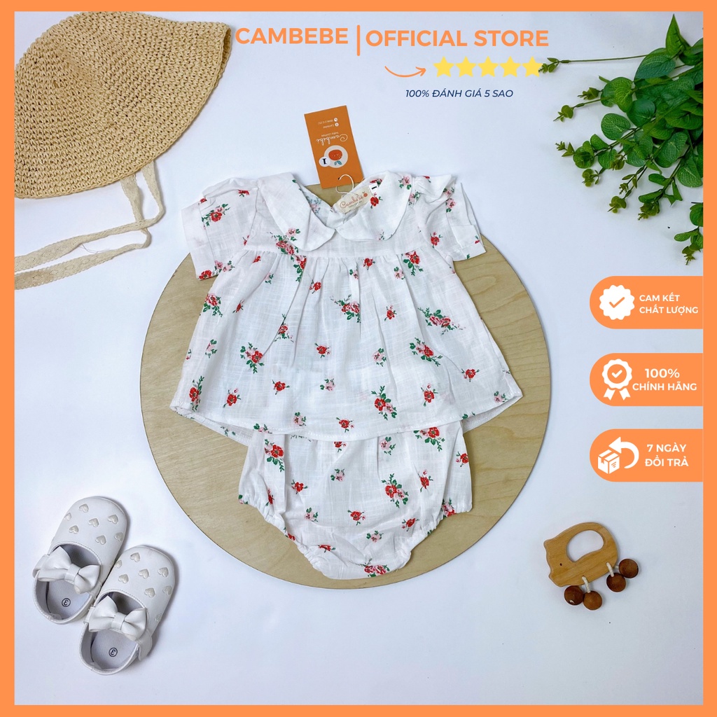 Set quần áo hoa nhí váy xinh Cambebe cho bé hàng đẹp mã E01