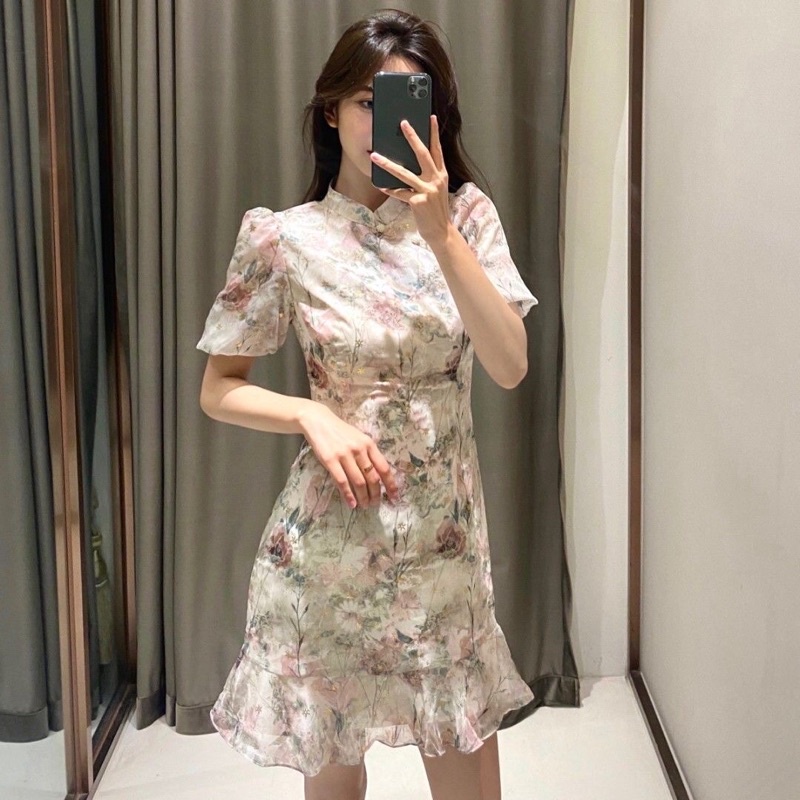 Đầm sườn xám voan phong cách Trung Hoa