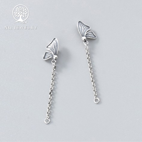 Charm bạc dây bông tai cánh bướm - NQ Jewelry