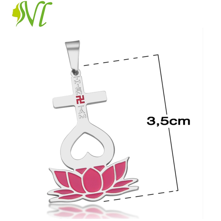 Mặt dây chuyền thiên tâm đạo titan Người Đẹp Vì Lụa đế hoa sen không đen xài nước tốt