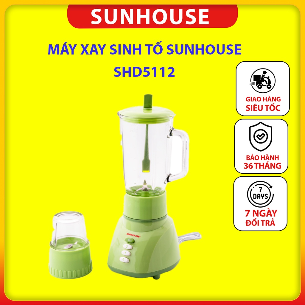 Máy xay sinh tố SUNHOUSE SHD5112 điều khiển bằng nút bấm tiện lợi [Hàng chính hãng 100%]