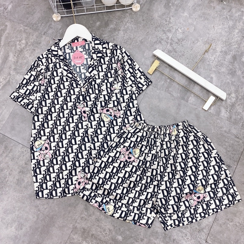 Bộ Pijama Bộ Ngủ Mặc Ở Nhà Chất Lụa kẻ Mặc Dễ Chịu Thoáng Mát Hàng Thiết Kế Cao Cấp