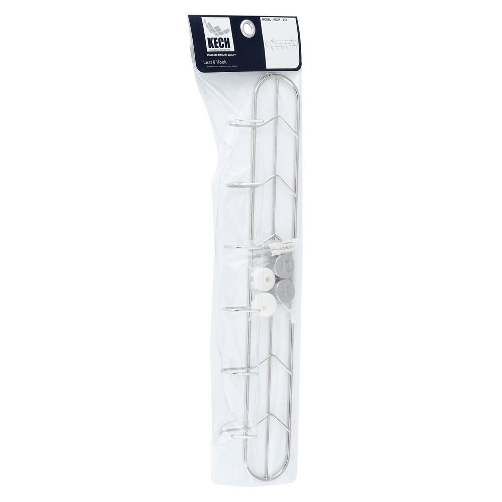 HomeBase KECH Kệ Inox nhà bếp hình lá gồm 6 móc Thái Lan W45cmxD8.3xH4cm