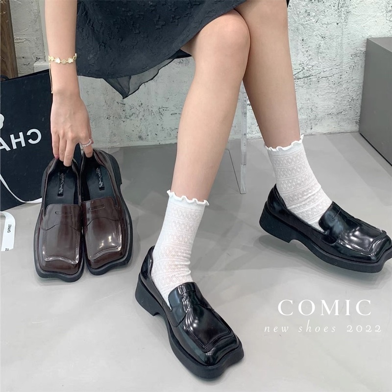 Giày Oxford mũi vuông da bóng 0099-1 Comic